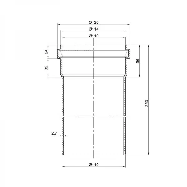 Труба PPR канализационная TA Sewage 110х2,7, 0,25 м