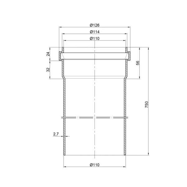 Труба PPR канализационная TA Sewage 110х2,7, 0,75 м