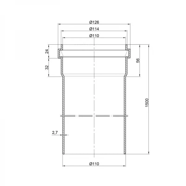 Труба PPR канализационная TA Sewage 110х2,7, 1,5 м