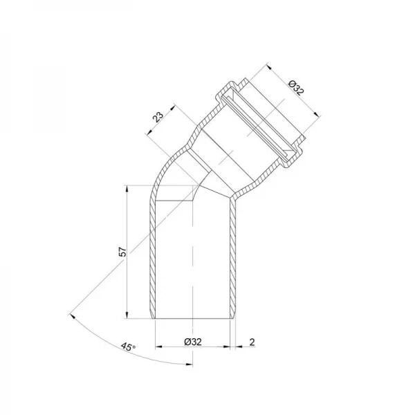Колено PPR канализационное TA Sewage 32, 45°