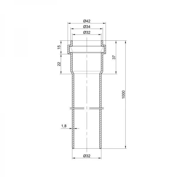 Труба PPR канализационная TA Sewage 32х1,8, 1 м
