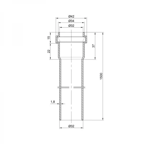 Труба PPR канализационная TA Sewage 32х1,8, 1,5 м
