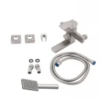 Смеситель для ванны Lidz Kubis 006 с поворотным изливом (c душевым гарнитуром) (k35) LDKUB006NKS28536 Nickel