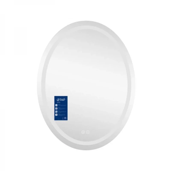 Зеркало Qtap Mideya (DC-F801) 600х800 с LED-подсветкой Touch, с антизапотеванием, с часами, диммером, рег. яркости QT2078F801W