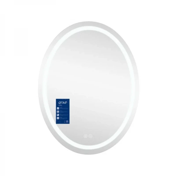 Зеркало Qtap Mideya (DC-F801) 600х800 с LED-подсветкой Touch, с антизапотеванием, с часами, диммером, рег. яркости QT2078F801W