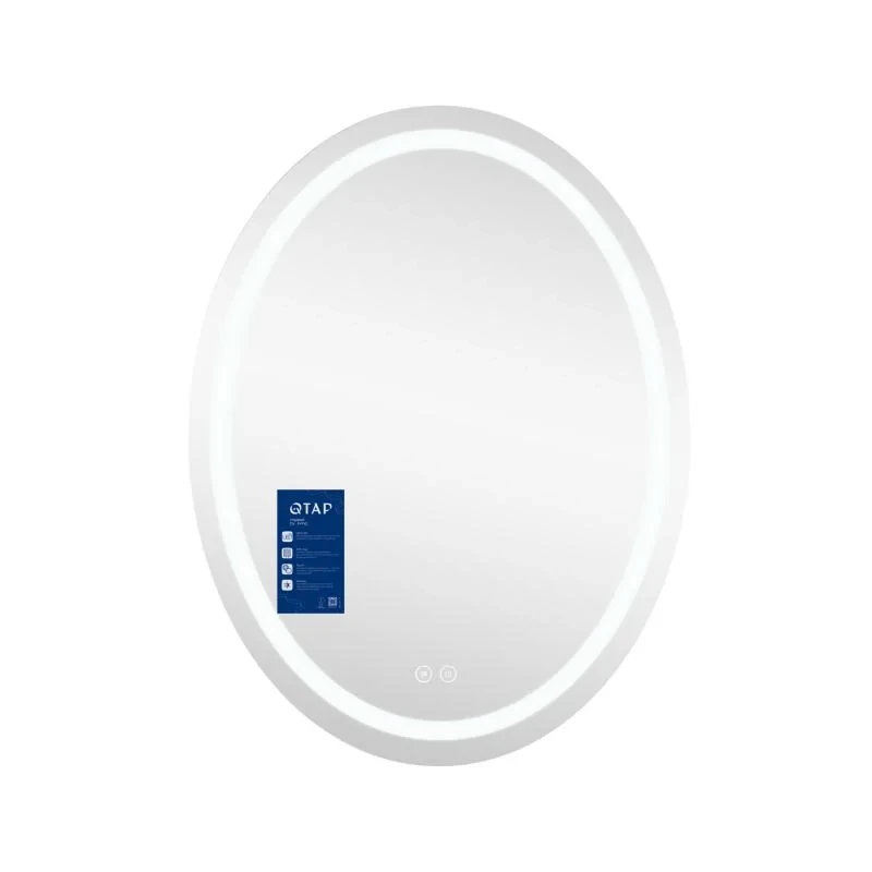 Дзеркало Qtap Mideya (DC-F801) 600х800 з LED-підсвічуванням Touch, з антизапотіванням, з годинником, димером, рег. яскравості QT2078F801W