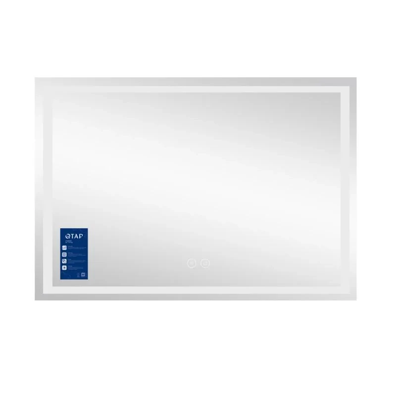 Дзеркало Qtap Mideya (DC-F613) 1200х800 з LED-підсвічуванням Touch, з антизапотіванням, з годинником, димером, рег. яскравості QT2078F613W
