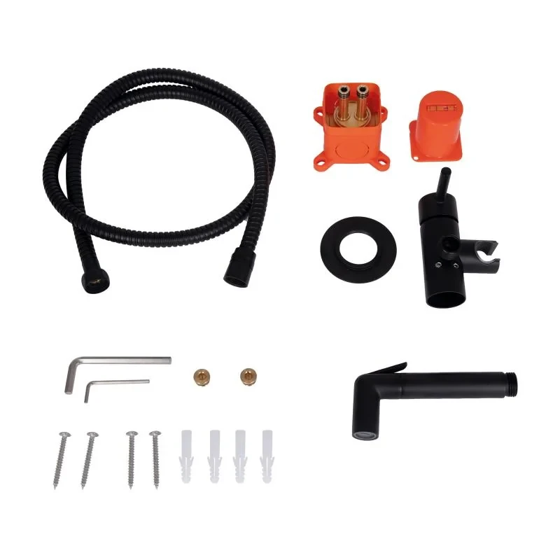 Набор для гигиенического душа Qtap Inspai-Varius округлый QTINSVARBСRV00440001 Black Matt
