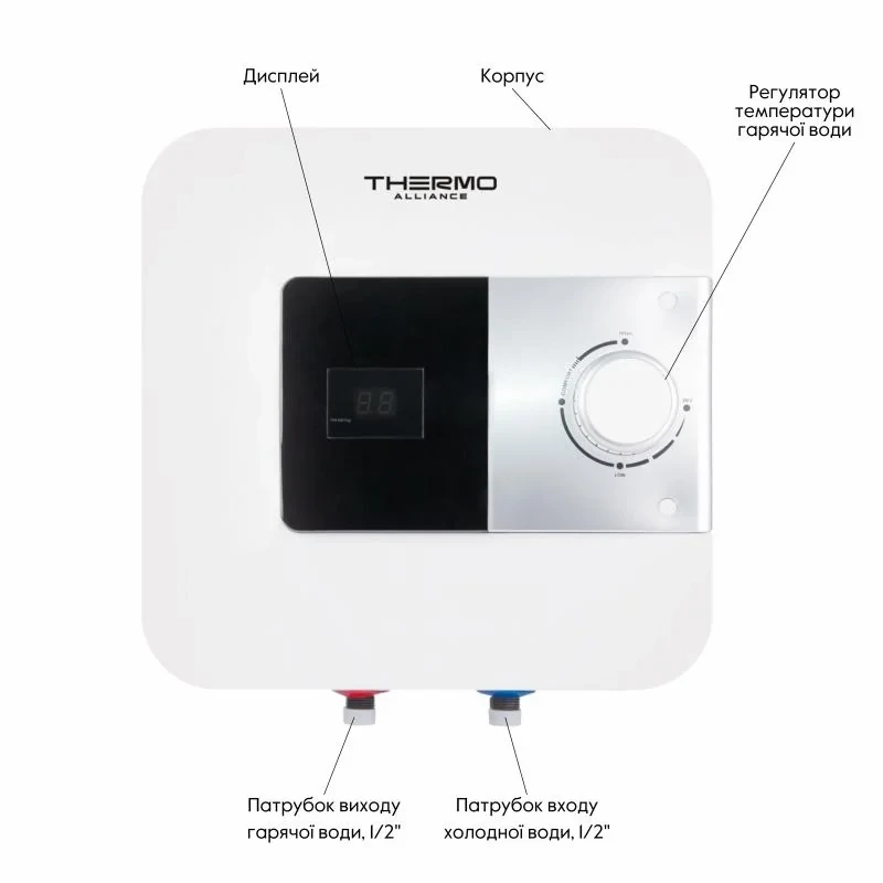 Водонагреватель электрический Thermo Alliance 10 л над мойкой вертикальный, мокрый ТЭН 1,5 кВт SF10X15N