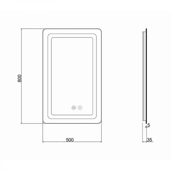 Зеркало Qtap Mideya (DC-F911) 500х800 с LED-подсветкой Touch, с антизапотеванием, с часами, диммером, рег. яркости QT2078F911W