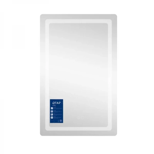 Зеркало Qtap Mideya (DC-F911) 500х800 с LED-подсветкой Touch, с антизапотеванием, с часами, диммером, рег. яркости QT2078F911W