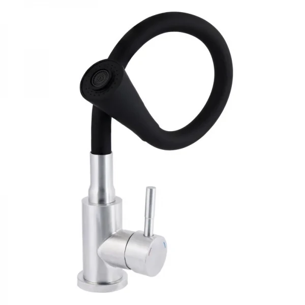 Смеситель для кухни Lidz Aria 015F31 с чёрным гибким изливом (k35) LDARI015F31BNK31872 BNK