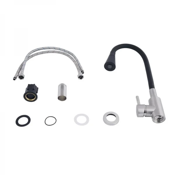 Смеситель для кухни Lidz Aria 015F31 с чёрным гибким изливом (k35) LDARI015F31BNK31872 BNK