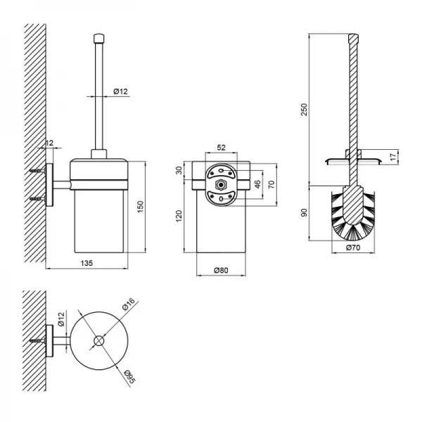 Ёршик подвесной Lidz Oreo 0502 LDORE0502WHI32442 White
