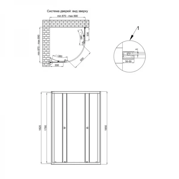 Душевая кабина Qtap Presto CRM1099AP5 90х90 см, стекло Pear 5 мм без поддона