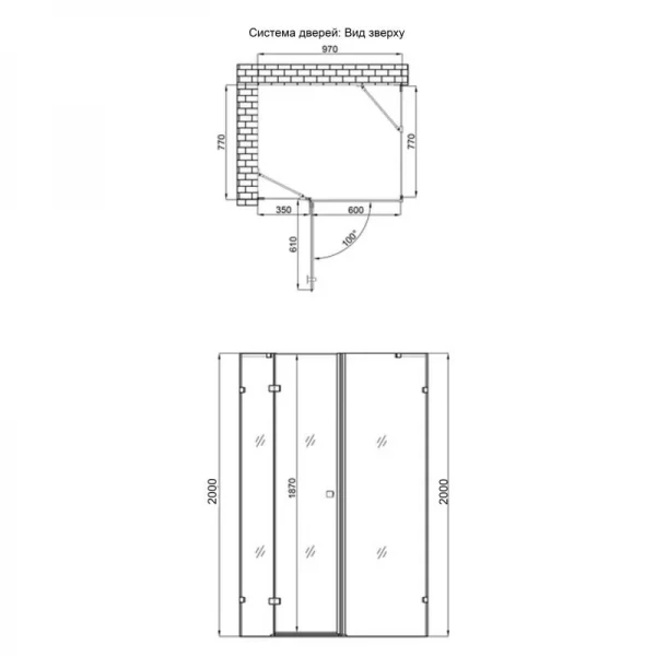 Душевая кабина Qtap Capricorn CRM1018RC6 100х80 см, стекло Clear 6 мм, CalcLess, без поддона
