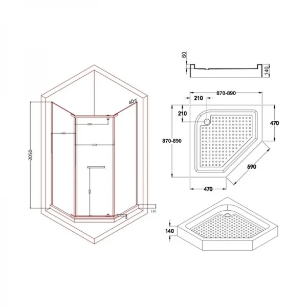 Душевая кабина Lidz Dozorca SC90x90.CRM.LOW.TR, стекло прозрачное 6 мм