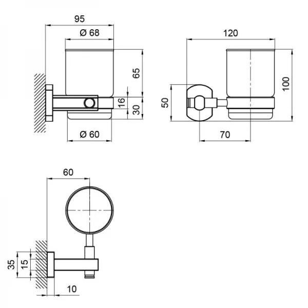 Стакан с держателем Qtap Liberty настенный QTLIBBLM1158 Black
