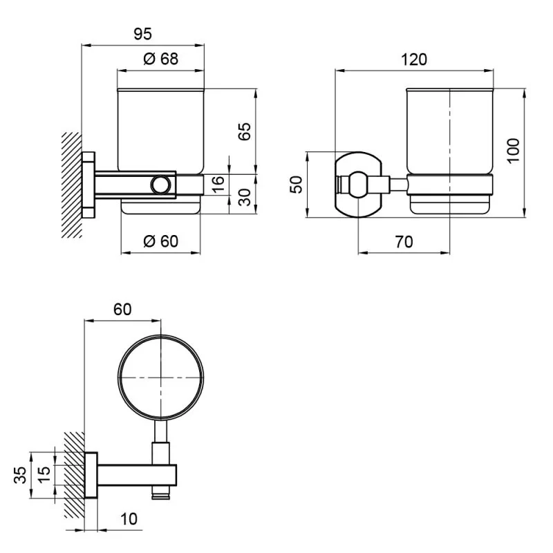 Склянка з тримачем Qtap Liberty настінна QTLIBBLM1158 Black
