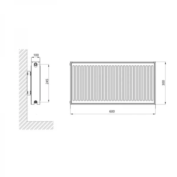 Радиатор стальной Thermo Alliance 22 тип 300х600 боковое подключение
