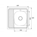Кухонна мийка Lidz 6060-R 0,6 мм Satin (LIDZ6060RSAT06)
