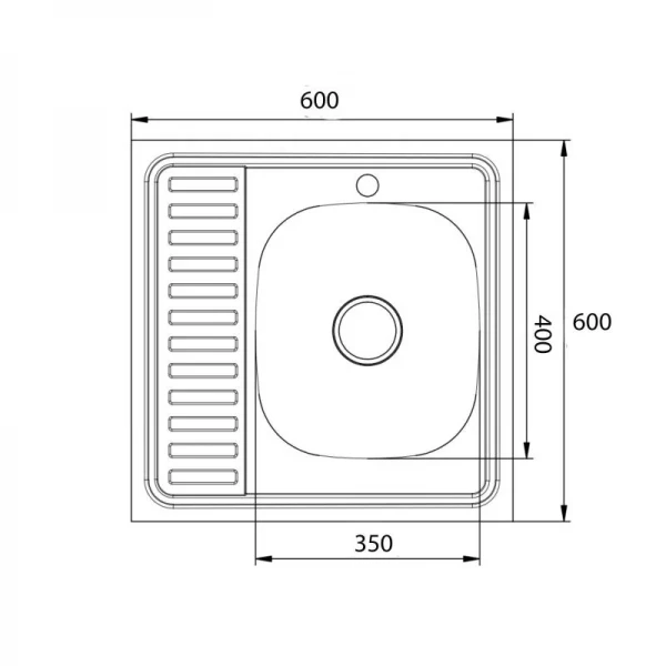 Кухонна мийка Lidz 6060-R 0,6 мм Satin (LIDZ6060RSAT06)
