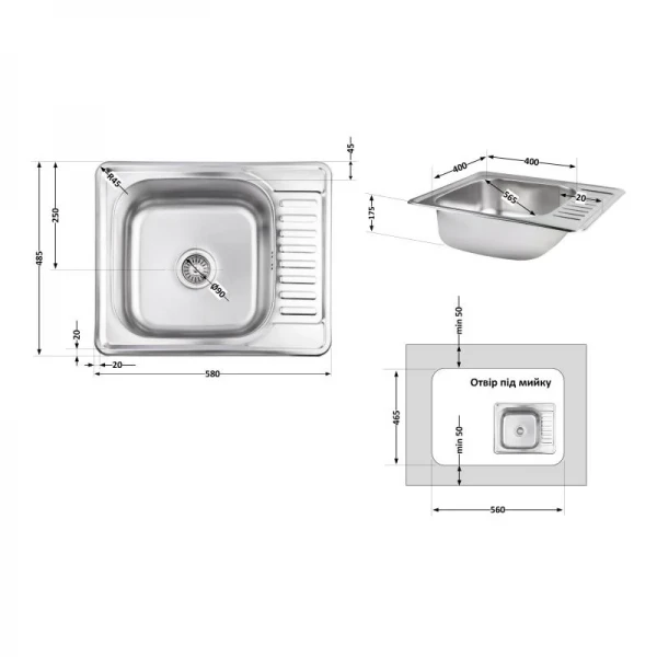Кухонна мийка Lidz 5848 0,8 мм Micro Decor (LIDZ5848MDEC)