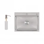 Мойка для кухни интегрированная Lidz Handmade H5845 (LDH5845BRU35384) Brushed Steel 3,0/1,0 мм