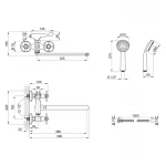 Змішувач для ванни Lidz Dominox 140 з поворотним виливом двохвентильний (з душовим гарнітуром) LDDOM140CRM35529 Chrome