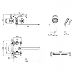 Змішувач для ванни Lidz Dominox 143 з поворотним виливом двохвентильний (з душовим гарнітуром) LDDOM143CRM35530 Chrome