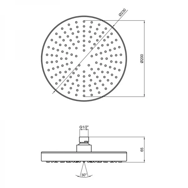 Лейка для верхнего душа Qtap Hlavova 230 мм округлая QTHLAVA228O1ZBB Black Matt