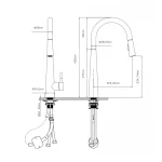 Смеситель для кухни Qtap Evicka с выдвижным изливом QTEVI91103UN Brushed Nickel PVD