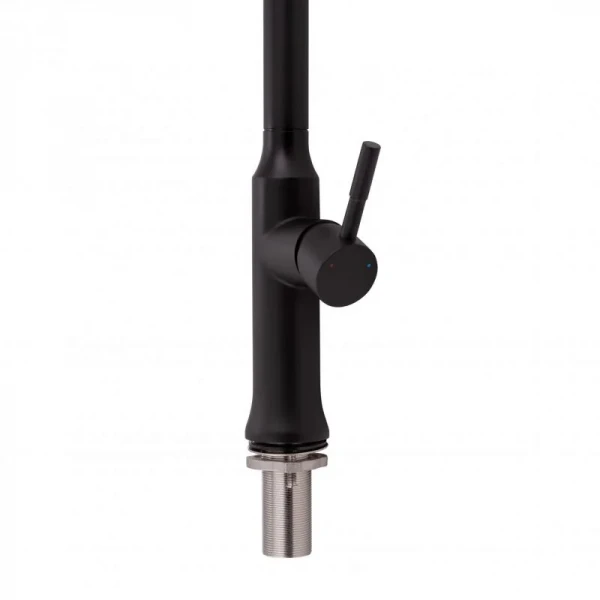 Смеситель для кухни Qtap Baruska с выдвижным изливом QTBAR9137103UB Black Matt
