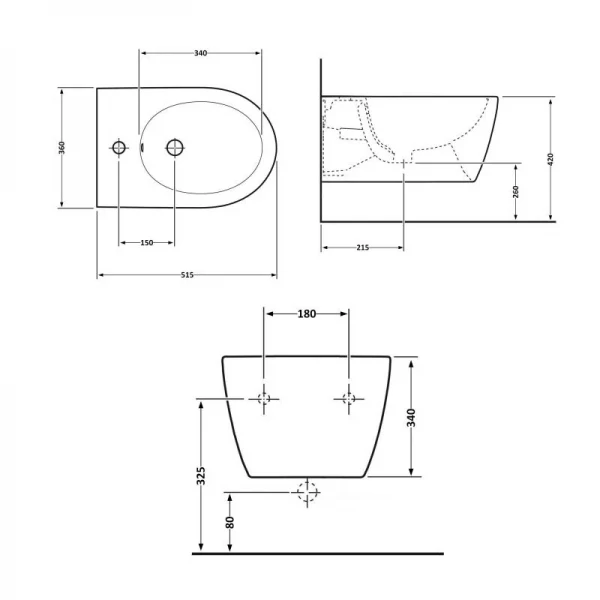 Биде подвесное Qtap Scorpio 515x360x345 Matt black QT1455053FMB