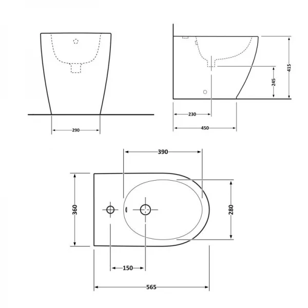 Биде напольное Qtap Scorpio 565x355x410 White QT14441380W