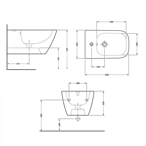 Биде подвесное Qtap Tern 520x350x320 White QT17551303GW