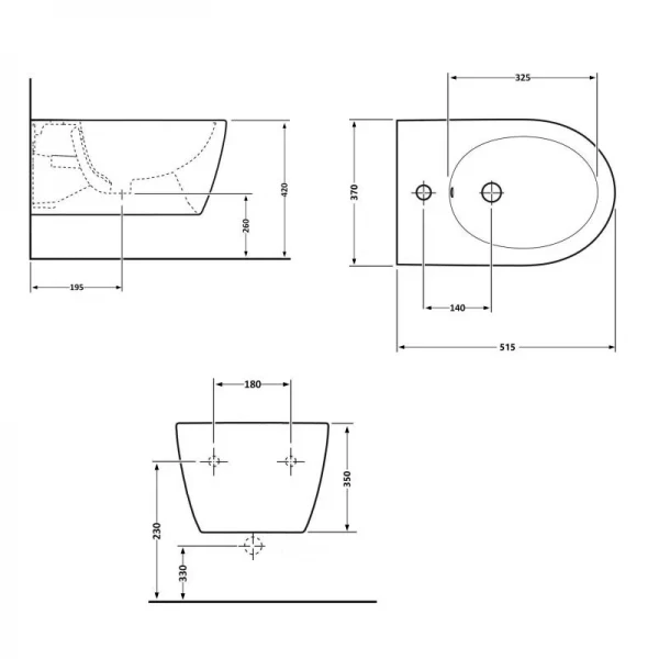 Биде подвесное Qtap Robin 515х370х350 White QT13551381GW