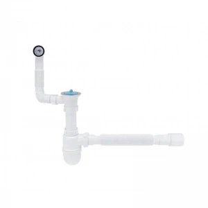 Сифон для кухонної мийки Lidz (WHI) 60 08 E004 00 з круглим переливом (вихід 50 мм)