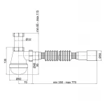Сифон для раковины Lidz (WHI) 60 08 E003 00 (выход 50 мм) без выпуска