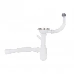Сифон для кухонної мийки Lidz (WHI) 60 08 E001 01 ECO з круглим переливом (вихід 50 мм)