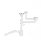 Сифон двойной для кухонной мойки Lidz (WHI) 60 05 M003 00 с отводом для стиральной машины (выход 50 мм)