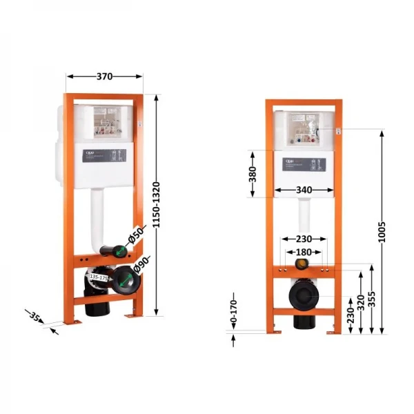 Инсталляция для унитаза Qtap Nest Uni QT0233M370