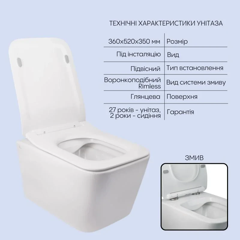Готове рішення Qtap для ванної кімнати: підвісний унітаз Crow Rimless + комплект інсталяції Nest 4 в 1 (лінійна клавіша Black mat)