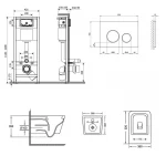 Готове рішення Qtap для ванної кімнати: підвісний унітаз Crow Rimless + комплект інсталяції Nest 4 в 1 (кругла клавіша Chrome)