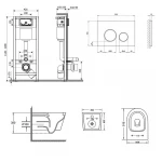 Готове рішення Qtap для ванної кімнати: підвісний унітаз Swan Rimless + комплект інсталяції Nest 4 в 1 (кругла клавіша Chrome)