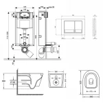 Готове рішення Qtap для ванної кімнати: підвісний унітаз Jay Rimless + комплект інсталяції Nest 4 в 1 (квадратна клавіша Chrome)