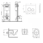 Готове рішення Qtap для ванної кімнати: підвісний унітаз Jay Rimless + комплект інсталяції Nest 4 в 1 (кругла клавіша Chrome)