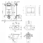 Готове рішення Qtap для ванної кімнати: підвісний унітаз Tern Rimless + комплект інсталяції Nest 4 в 1 (квадратна клавіша Satin)