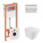 Готове рішення Qtap для ванної кімнати: підвісний унітаз Tern Rimless + комплект інсталяції Nest 4 в 1 (квадратна клавіша Chrome)