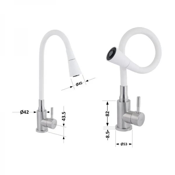 Смеситель для кухни Lidz Aria 015F31 с белым гибким изливом (k35) LDARI015F31WNK36981 WNK